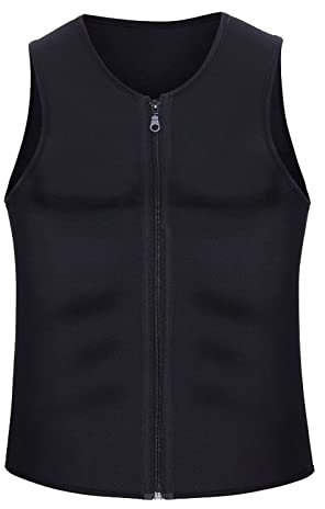 Beokeuioe Gilet per la sudorazione da uomo, per la sauna, per il fitness, per la sauna, per il fitness, per la sauna, effetto snellente, per la sauna, a compressione, Nero , L