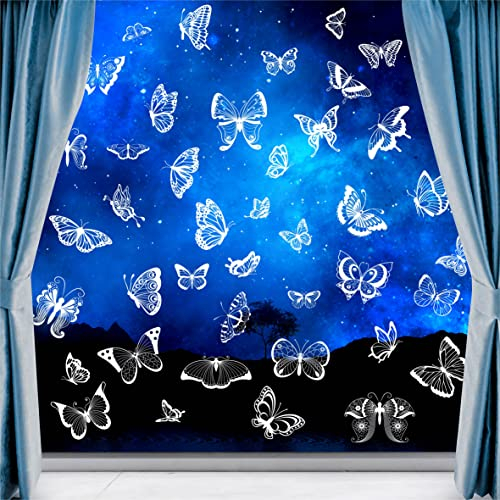 41 Stück große Schmetterlings-Fensteraufkleber, doppelseitige weiße Schmetterlings-Aufkleber, wiederverwendbare Fensteraufkleber, Vogelalarm, statische Aufkleber für Fenster, verhindern Vogelschläge