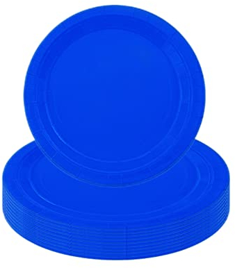 Blau Pappteller,16 Stück Einwegteller Blau,23CM Rund Teller Einmalteller Einweg Geschirr,9inch Partyteller Einmalgeschirr Tisch Dekorationen Partygeschirr für Hochzeit Garten Geburtstag Party