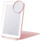 Fenteer Reise-Make-up-Kosmetikspiegel, Reisespiegel mit Licht, wiederaufladbar, kompakt, mit 72 LED-Leuchten, Kosmetikspiegel mit Beleuchtung, Reise-Essential, Rosa runder Spiegel