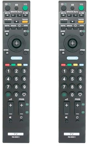 2Pcs RM-ED011 Reemplazo de Mando a Distancia adaptar por Sony Bravia TV KDL-52W4000E KDL-32W4000E KDL-52W4230 KDL-32W5500 KDL-40W5500 KDL-46W5500 KLV-40W400A KDL-40W4710 KDL-46W4710 KDL-32W4230