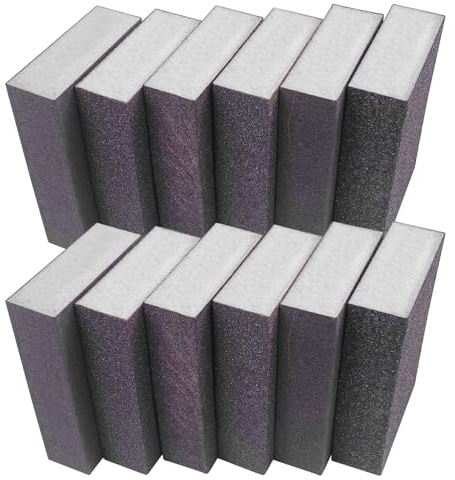 Brevanza Vierseitiger Stück Schleifschwamm Holz, Sanding Sponge Fine, Schmirgelpapier Metall, Diamant Weich Block für Fliesen Reusable Emery, Schleifschwämme Set für Modellbau, Handarbeit Schleifklotz
