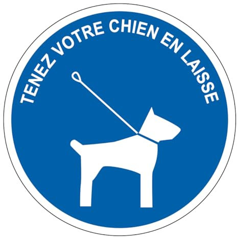 M178 - Tenez votre chien en laisse - Panneau et Signalétique d'obligation - Dimensions au choix - Norme ISO 7010