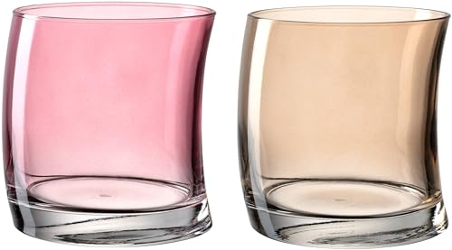 Leonardo Swing 70701 - Set di 12 bicchieri per acqua, lavabili in lavastoviglie, con forma curva, colore: rosso/beige, 250 ml