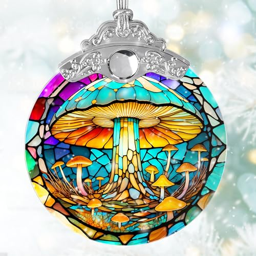 Buntglas Sonnenfänger, Jocidea Pilz Ornament, Weihnachtsschmuck, Feiertagsschmuck, Weihnachtsbaumdekoration, Pilzdekor für Zuhause, Pilzgeschenke