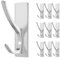 pickpiff Self Adhesive Hooks, Sticky Hooks Extra Sturdy, Hanging up to 6KG, Metal Stainless Heavy Duty Stick on Wall Door, for Towel Coat Hat Purse in Bathroom Shower Kitchen, Silver, 10 Pack