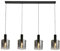 Licht-Erlebnisse Hängelampe Rauchglas Metall 142 cm lang H: max. 1,5 m verstellbar Grau Schwarz 4-flammig E27 Retro Design Hängeleuchte Pendelleuchte Esstisch
