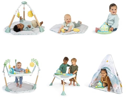 Ingenuity 6-in-1 Baby-Spielcenter – Multifunktionales Aktivitäts-Jumperoo – Umwandelbar in Spielgym, Spielhaus & Spieltisch – Inklusive Spielbügel & Bauchlagekissen – Natur-Thema – Für 0-24 Monate