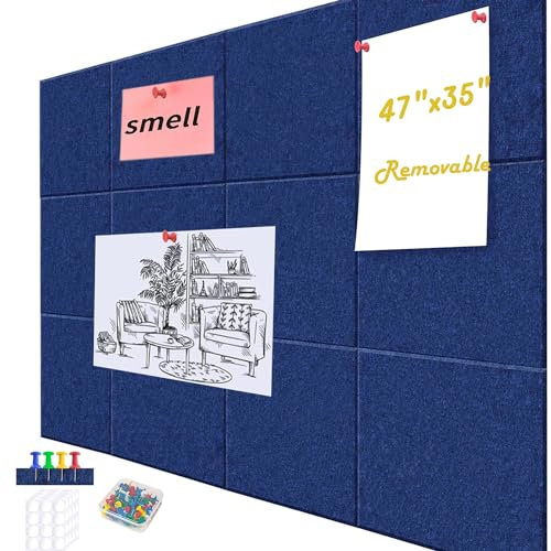 Acidea Große Filz Pinnwand Selbstklebend, 120x90cm, 12Stück Filzboard Memotafeln, 30x30cm Memo Boards Bulletin Board Wanddekoration für Büro Küche
