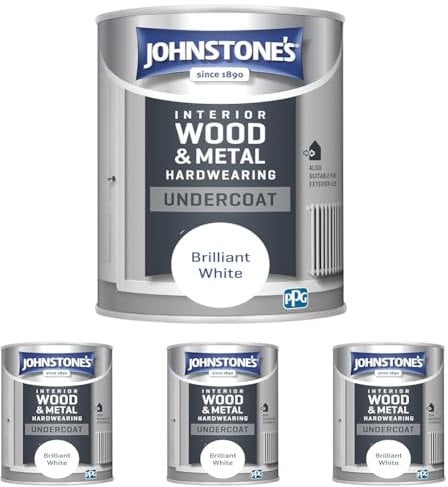 Johnstone's All Purpose Undercoat Paint - Brilliant White 750ml (Pack of 4)