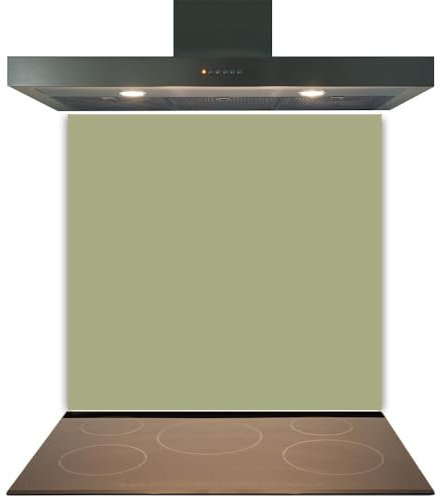 C2G Coloured Toughened Glass Splashback for Kitchen, Tempered Heat-Resistant Glass Splashbacks with Polished Edges for Cooker and Hob Backsplash (Sage, 60 x 80cm)