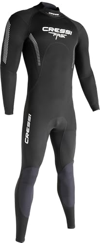 Cressi 1 mm Neoprene Wetsuit for Men, Rear Zip Seal, Black/Grey, Large
