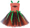 MNSWR Federrock Kleinkind Kinder Mädchen Säugling Halloween Kürbis Rollenspiel Fancy Party Kostüm Mesh Tüll Prinzessin Kleid Glitzer Kind (Orange, 8-9 Years)