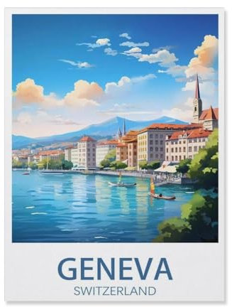 BEAYODKP Paint by Numbers，Geneva Switzerland，Exquisite Oil Painting by Numbers Kits for Beginners(30x40cm-R1