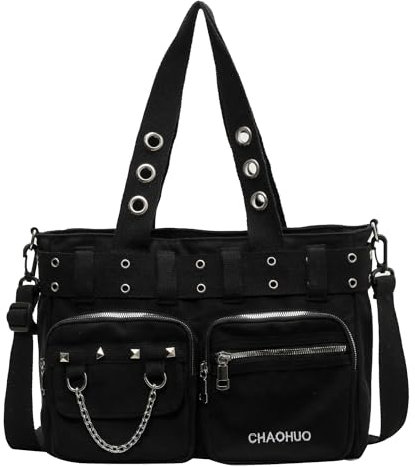 Makukke Y2K Tote Bag Damen, Gothic Umhängetasche Groß Shopper Tasche Handtasche Schultertaschen für Arbeit Büro Reisen Einkaufen Schule