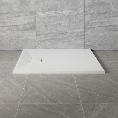 NRG 1000x800mm White SMC Rectangle Shower Tray Slip-Resistance Bathroom Shower Enclosure Base Tray
