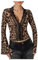 GORGLITTER Women's Leopard Lace Sheer Tops Bell Long Sleeve Button Front Sexy Party Going Out Top T Shirts Khaki L