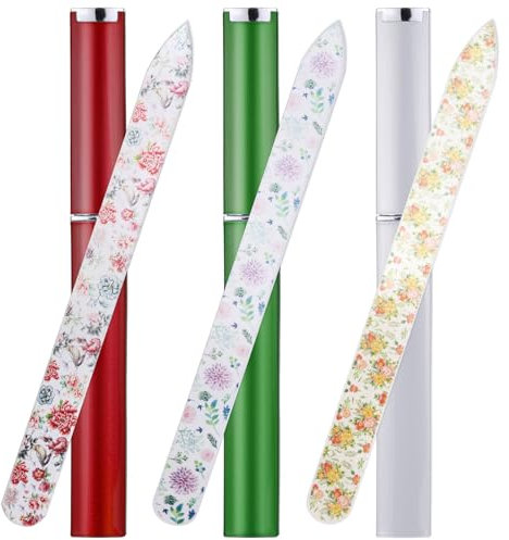 Giantree 3 lime per unghie in vetro per manicure, lima professionale per unghie, in cristallo, doppia faccia, con custodia protettiva, strumento per manicure naturale, regalo per donne e ragazze