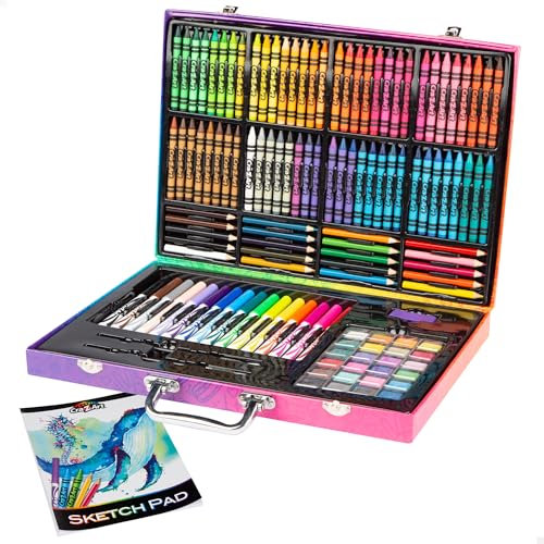 ColorBaby 47919 CRA-Z-Art Pack Material Escolar, Maleta Pinturas para niños, Incluye crayones, Rotuladores, Lápices de Colores, Acuarelas, Pinceles, Porta lápices, Estuche Colores Grande, +4 años
