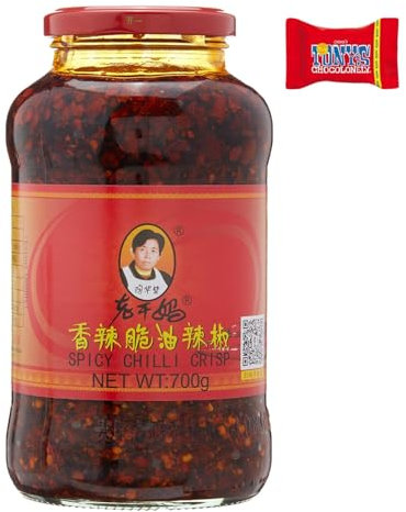Lao Gan Ma Pasta de Chile Tostado 1 x 700 g, Aceite Picante con Hojuelas de Chile y Pimienta Sichuan, Sabor Auténtico Chino - Trinovi