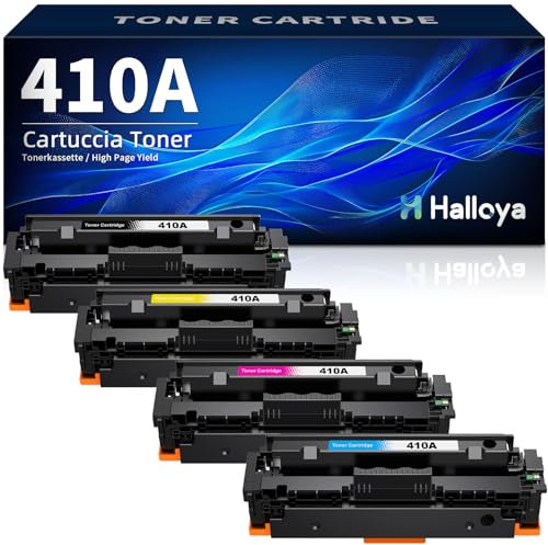 Halloya 410A Toner Kompatibel für HP 410A 410X CF410A CF410X Druckerpatronen für HP MFP m477fdw Toner Color Laserjet Pro MFP M477fdw M477fdn M452nw M377dw M452dn M452dw M477dw M477nw (4 Pack)