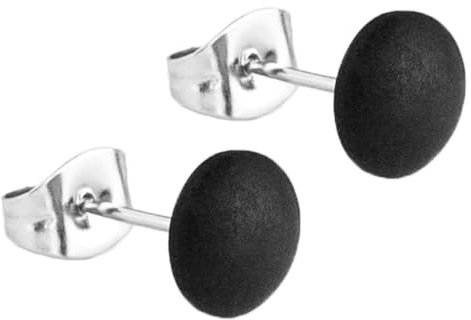 Schwarze Ohrringe matt • Runde Ohrstecker aus Edelstahl • Mini Stecker für zweites Ohrloch • Handgemachter Modeschmuck aus Bremen • ⌀ 6mm
