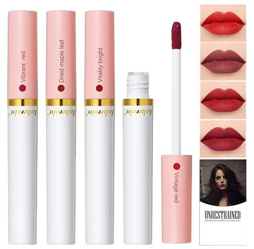 Lana Del Rey Lipstick,Set mit 4 Matten Lippenstiften,Lana Del Rey Lipgloss,Lippenstift Boxen,Hochpigmentierter Samt,Lippenstift-Make-Up-Set Für Mädchen Frauen (Schwarz, 4pcs)