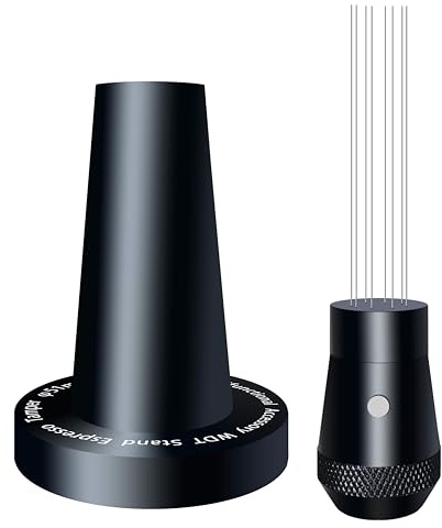 NEOUZA Coffee WDT Tamper Aluminum Multifunctional Espresso Accessories, Built-in Magnet, 0.4mm 8 Stainless Needles, WDT Holder with Ripple Base (Black, 58mm)