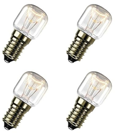 4 Pack of Salt Lamp 15W SES E14 Pygmy Bulbs Fridge, Oven, 300° Heat Resistant Appliance SES Incandescent Dimmable