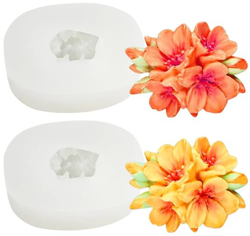 2 PCS 3D Flower Silicone Mold, Flower Fondant Cake Baking Molds, Chocolate Candy Mold for Party Baby Shower Cake Decoratin Clay,Soap Crafting Projects