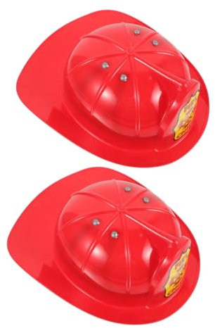 Warmhm 2stücke Feuerwehrhelm Für Junge Mädchen Aus Kunststoff Roter Helm Für Rollenspiele Halloween-kostümzubehör Party-geschenkidee Für Jungen Und Mädchen