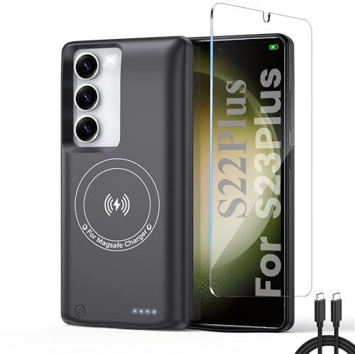 For Samsung Galaxy Galaxy S23 Plus/S22 Plus Battery Case, Real 10000mAh Portable Power Bank Magnetic Wireless Charging,Protective Charger cell phone case with battery pack Rechargeable Anti-Fall