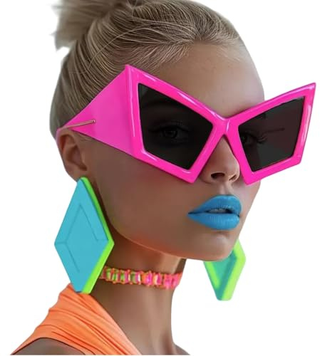 BellaBlend TELAIN Übergroße Lustige Sonnenbrille für Erwachsene Frauen, Accessoires für Partys und Hip-Hop-Tanz, Einzigartiges und Stilvolles Design（Pulverschwarz）
