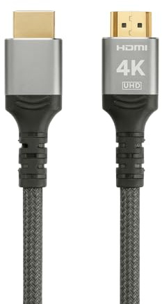 ProfiPatch HDMI Kabel 4K 60Hz UHD 1m High Speed mit Ethernet grau Goldkontakt Textil für Monitore, Fernseher, Konsolen | Grau, Goldkontakt, Textil, Für Monitore, Fernseher, Konsolen