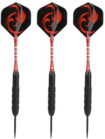 Qcwwy Professionelles Dartset mit Stahlspitze, Leichter Dartpfeil mit Aluminiumschaft, Ergonomischer Griff für Spieleabende und Partys (Rot)