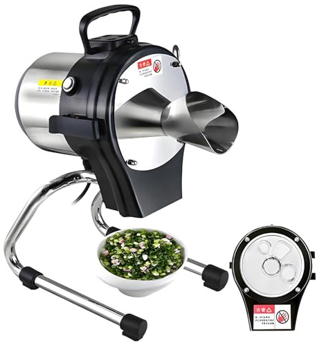 Picadora comercial de cebolletas, picadora automática de 110 W, cortadora eléctrica de verduras for ajo, jengibre, chile y patata, grosor de 1 a 5 mm, 6000 BPM
