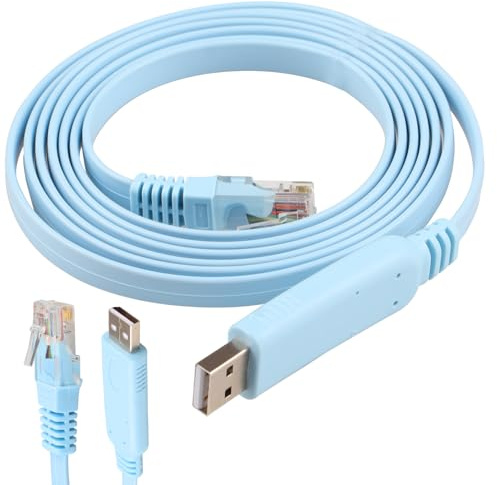 Pmqs Cable de Consola Serie USB a RJ45 Cable Usb a Ethernet RJ45 Gigabit LAN Macho 1000Mbps para PC Portátil MacBook Switch Router Windows MacOS y Linux 1,8M