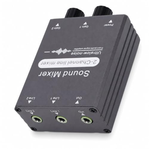 Elprico 3.5mm Sound Mixer, 2 Input 1 Output Stereo Audio Mixing Switcher with Dual Volume Control, for Computers and Headphones
