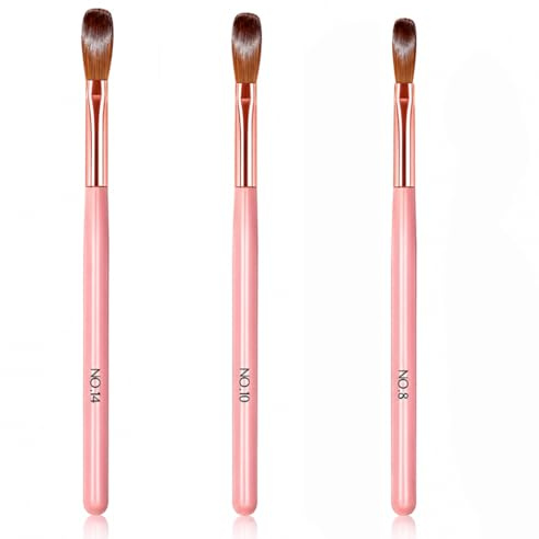Thfaeyta 3 Pcs Acrylic Nail Brushes Set Size 8/10/14 Acrylic Brush for Gel Nails Extension Nail Art Brushes for Salon Home Use