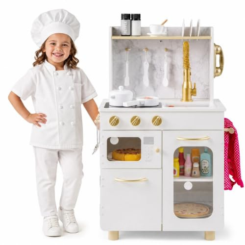 HOMASIS Cuisine Enfant en Bois, Jeu d'Imitation