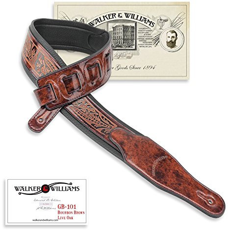 Walker & Williams gb-101 Bourbon braun Gepolsterte Leder Gurt Classic Live Oak Muster