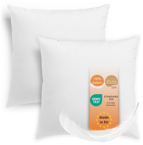 sleepling 2er Set Federkissen 50x50 cm, Kissen mit Kissenfüllung Federn