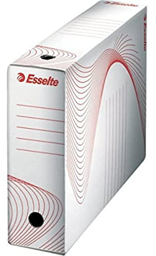 Esselte Archivbox, Standard, 100 mm, A4, Transferbox, Wellpappe ohne Säure, 10 Stück, Kapazität 800 Blatt, weiß, 20172