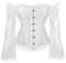SZIVYSHI Women's Overbust Lace up Back Corset with Shoulder Sleeve and Long Skirt , White -L(Waist:70cm)