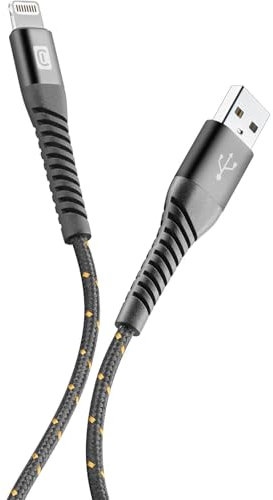 cellularline Extreme 2 m Lightning-Kabel (2 m, Lightning-Kabel, USB A, Schwarz, Grau, rechts, rechts)