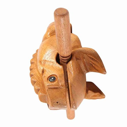 Guiro-Raspel aus Holz, Thailand, handgeschnitzt, Holzfrosch, Guiro-Raspel, quakendes Geräuschspielzeug, Musikinstrument, Klangblock, natürliches Finish, fünf Größen (#4)