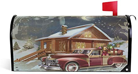 Briefkasten-Abdeckung für Weihnachten, Haus, Auto, magnetisch, Winter, Schnee, Baum, Mond, Standardgröße
