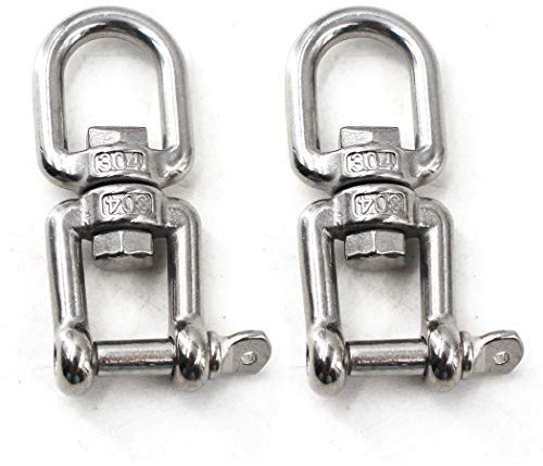 Flomore M8 - Grillete giratorio de acero inoxidable 304 para cadena de anclaje de barco (paquete de 2)