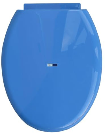 BM 4090 Tavoletta Copriwater Sedile WC Universale Standard Coperchio Toilet Seat Bagno in Plastica, Colore Blu Fissaggio dal Basso Cerniere Incluse