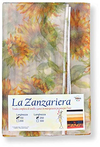 Tex family Tenda a Rete ZANZARIERA Marquisette da Esterno piombata Girasoli in 4 Diverse Misure Diverse - Cm. 150 x 250